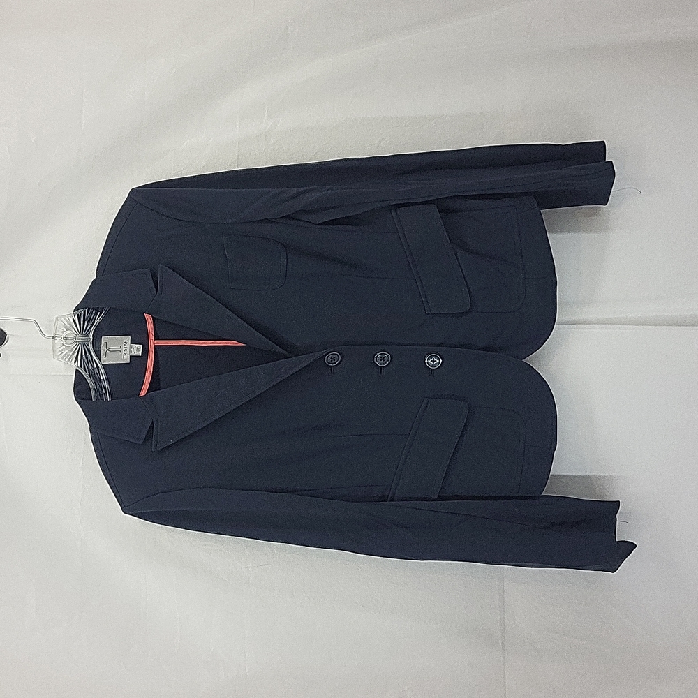 TRISTAN Charcoal Gray Lightweight Fitted Rayon Nylon Blend Blazer Jacket